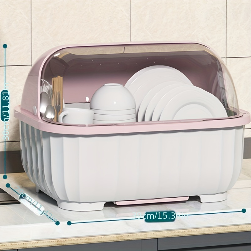 Dustproof Dish Rack with Cover for Tableware Tableware Storage Box Kitchen  Plastic Cupboard Kitchen Cabinet Organizer