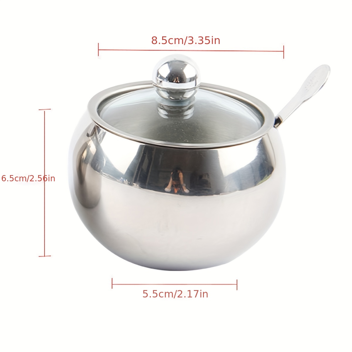 Sugar Bowl With Clear Lid, Stainless Steel Seasoning Bottle