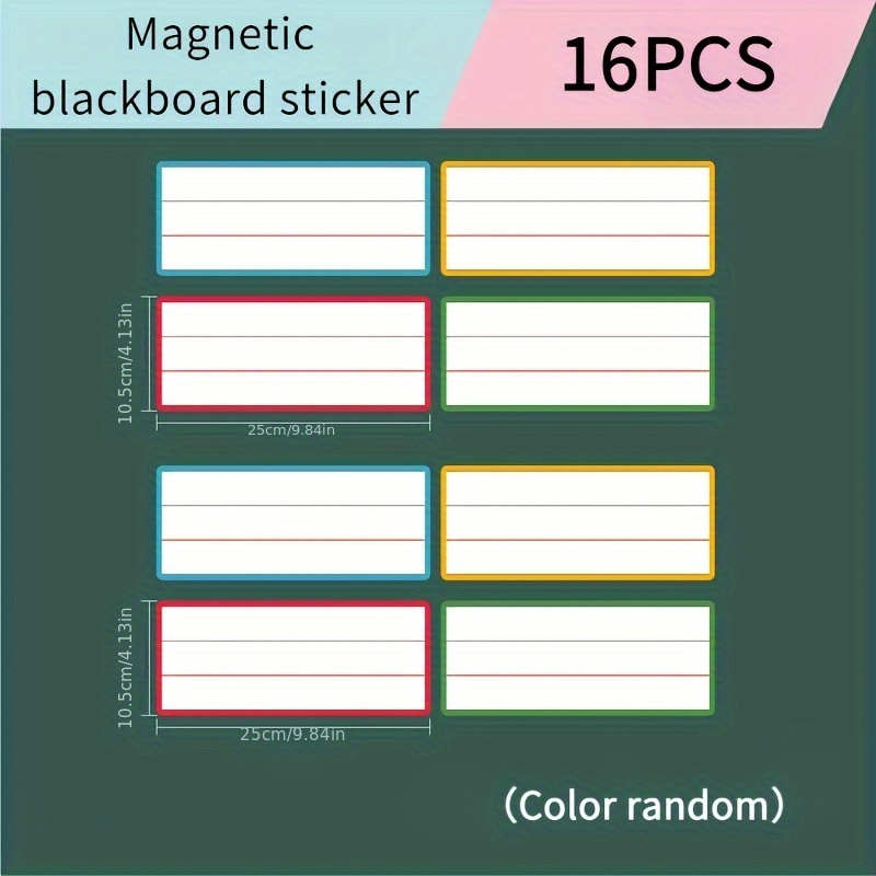 TEMU 16pcs Magnetic Four-line Three-grid Teaching Blackboard Stickers, Reusable Wipe-clean English Writing Whiteboard Stickers, Reusable Classroom