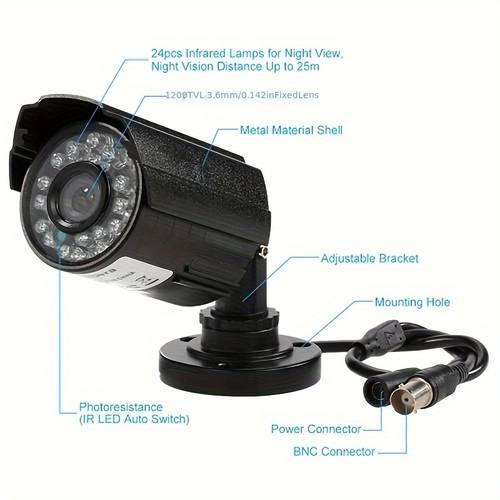 1000tvl 960h cctv camera digital surveillance high definition infrared camera outdoor camera pal 3 6mm lens power adapter not included metal supports dvr no wifi
