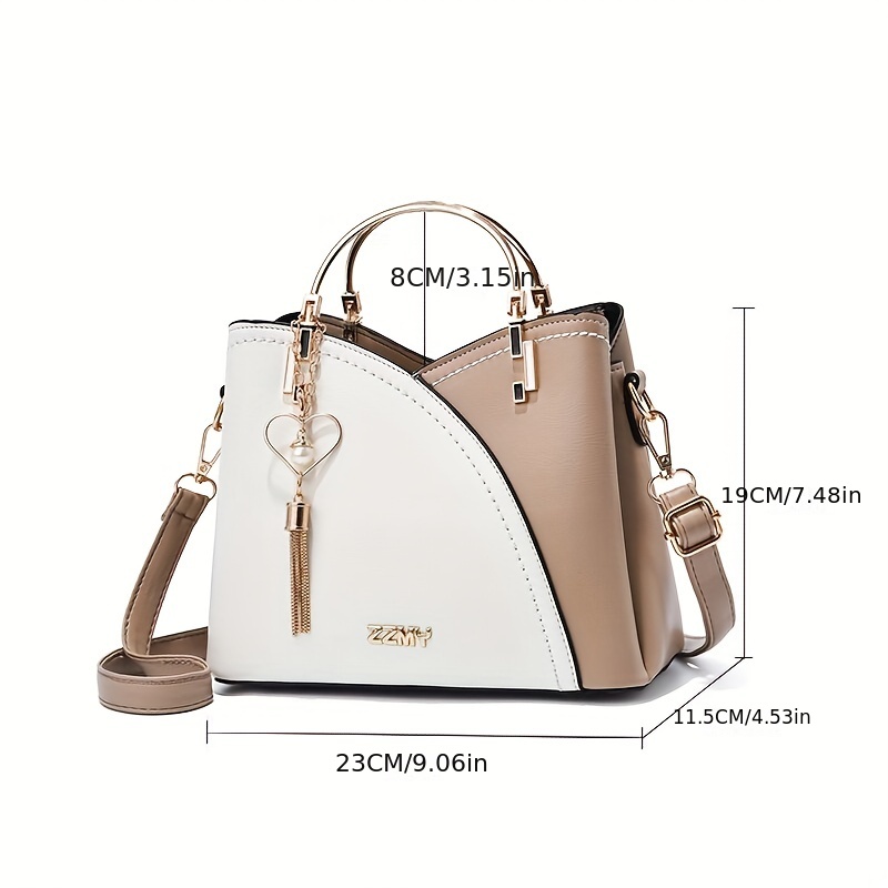 Trendy Color Contrast Crossbody Bag, Tassel Decor Shoulder Bag, Women's Top Ring  Handbags - Temu