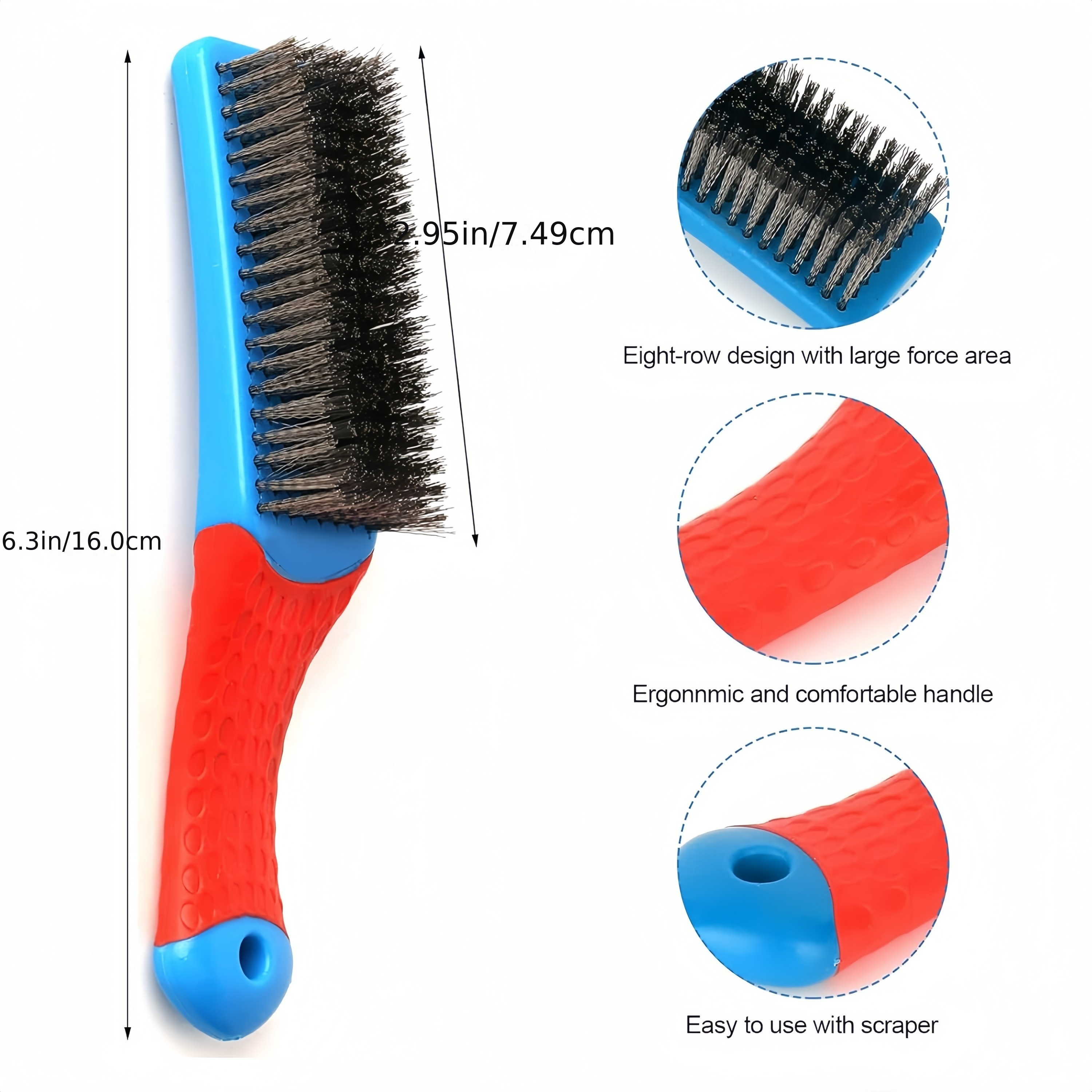 Stainless Steel Metal Brush with Rubberized Handle 160x30 mm