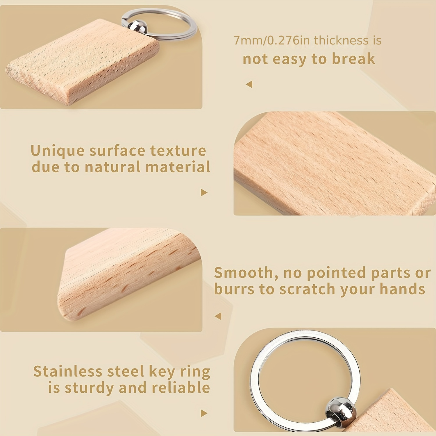 10pca Shield Shaped Wood Engraving Blanks Wooden Keychain - Temu