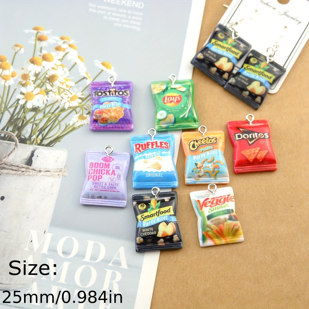 

16pcs Cute Funny Snacks Candy Charms Pendants Simulation Snack Pendants For Bracelets Necklace Earrings Jewelry Making