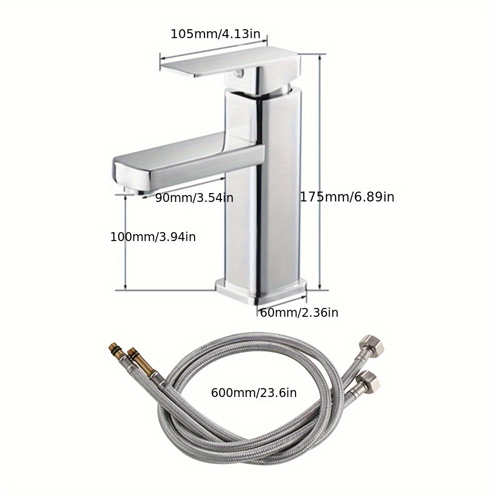 Image of Silvery Household Faucet Bathroom Basin, Household Single Hole Faucet Sink Hot And Cold Faucet