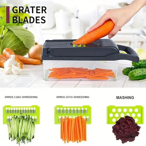 Cortador de Verduras y Frutas Multifuncional Picador - 15 En 1 Picadora de  Verduras con 7Pcs Cuchillas
