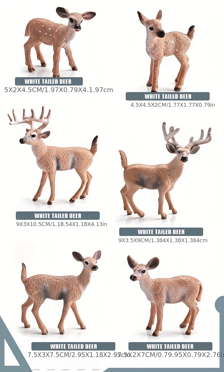 Heiheiup Children's Animal Model Static Solid Male Red Deer Deer White Deer  Toy Christmas Ornaments Arts And Crafts for Kids Ages 3-5 Boys 