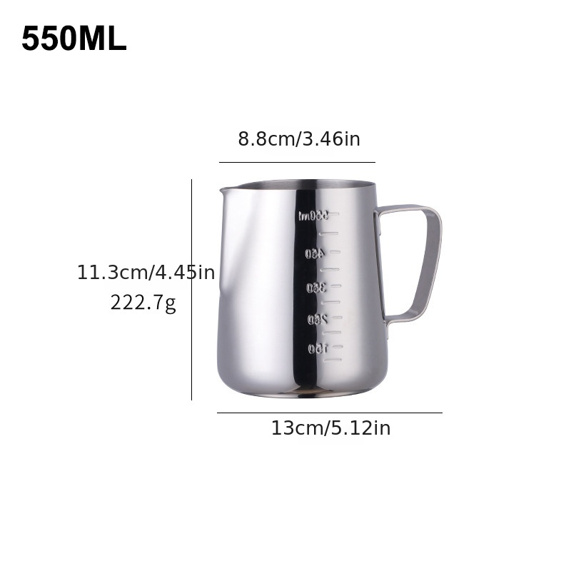 1pc coffee latte milk frothing jug milk frother pitcher stainless steel jug espresso barista pitcher milk pot with scale 12 3oz 19 4oz 350ml 550ml