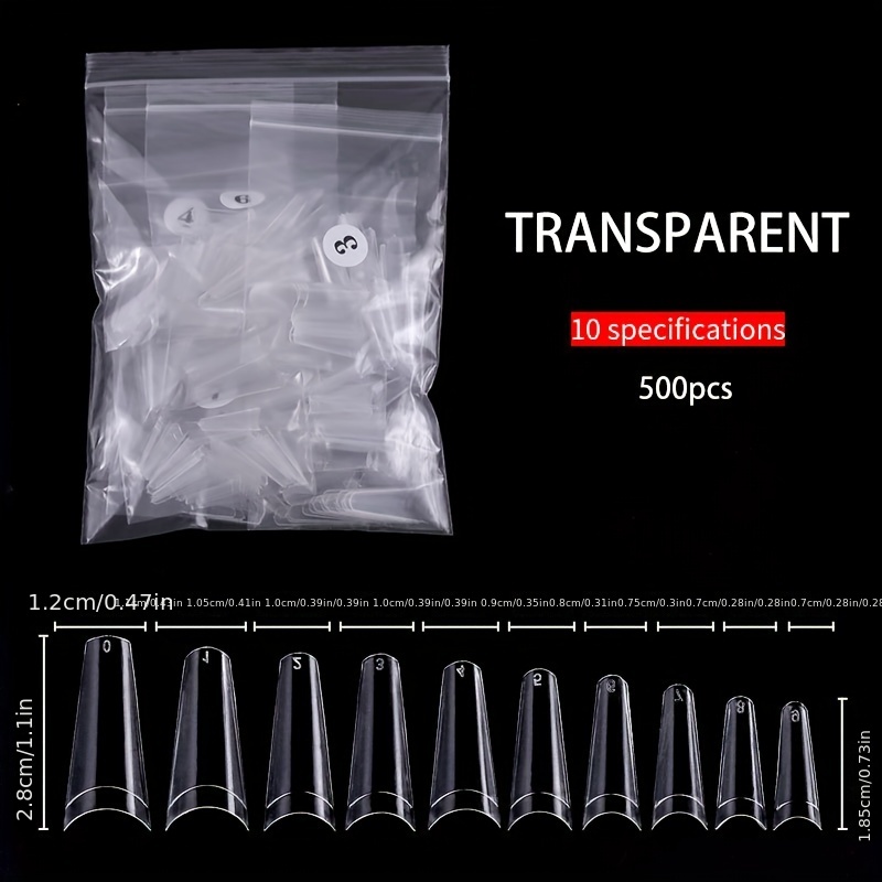 E-shop 500 Ultra Lange Französische Flache Zehennägel - Natürliche & Transparente Denim-Inspirierte Falsche Nägel für einen Atemberaubenden