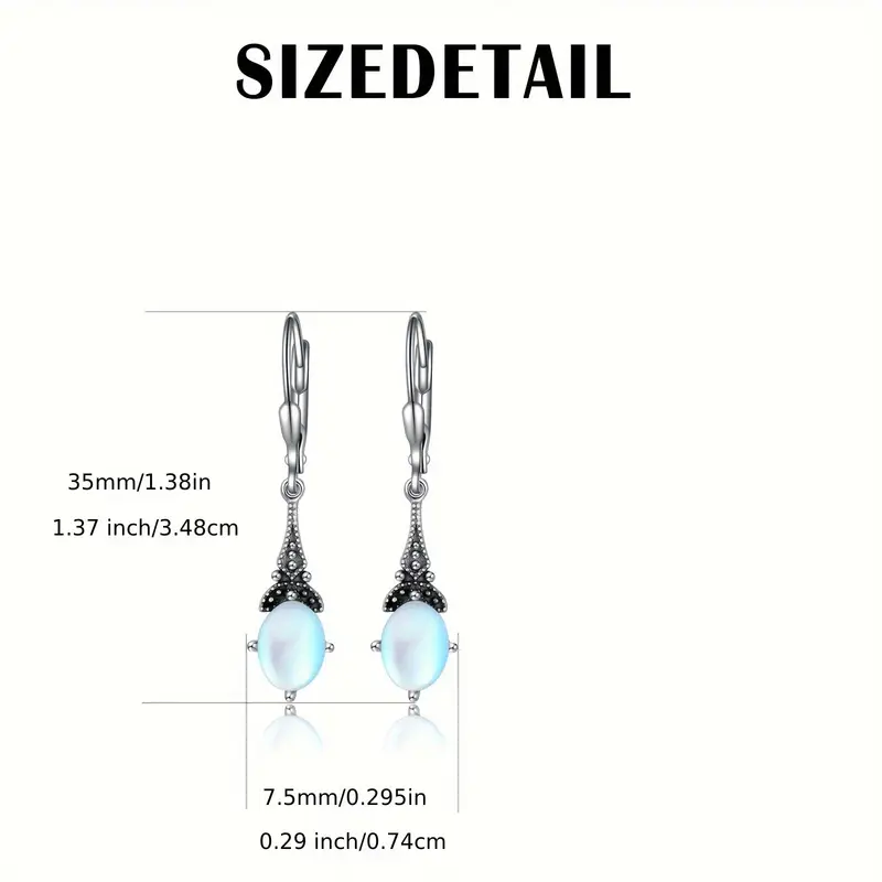 earrings 925 sterling silver vintage leverback drop dangle earrings with birthstone earrings Product details 2