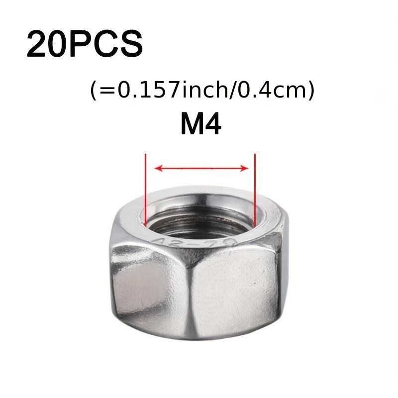 20 Pièces/lot 304 Écrous Hexagonaux Hexagonaux En Acier - Temu Belgium