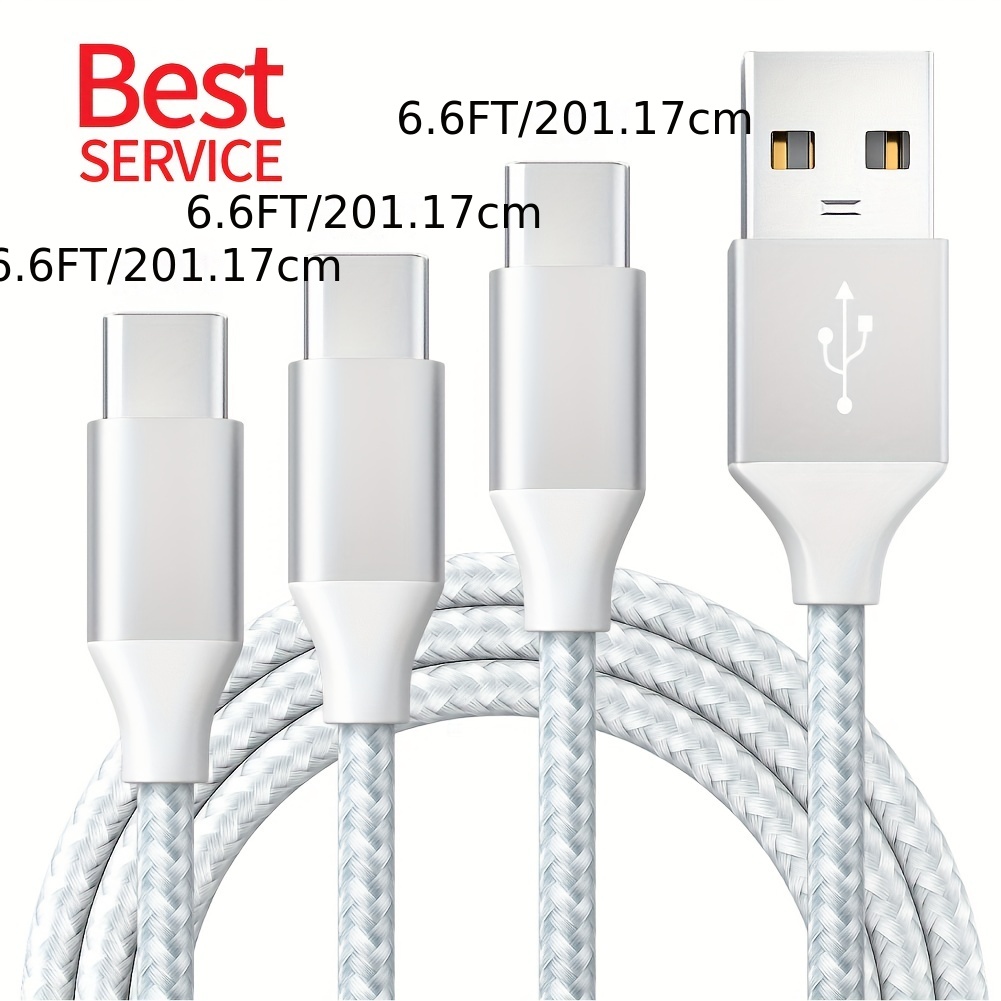 2m USB C Charging Cable - Durable Fast Charge & Sync USB 2.0 Type C to USB  C Laptop Charger Cord - TPE Jacket Aramid Fiber M/M 60W Black - Samsung S10