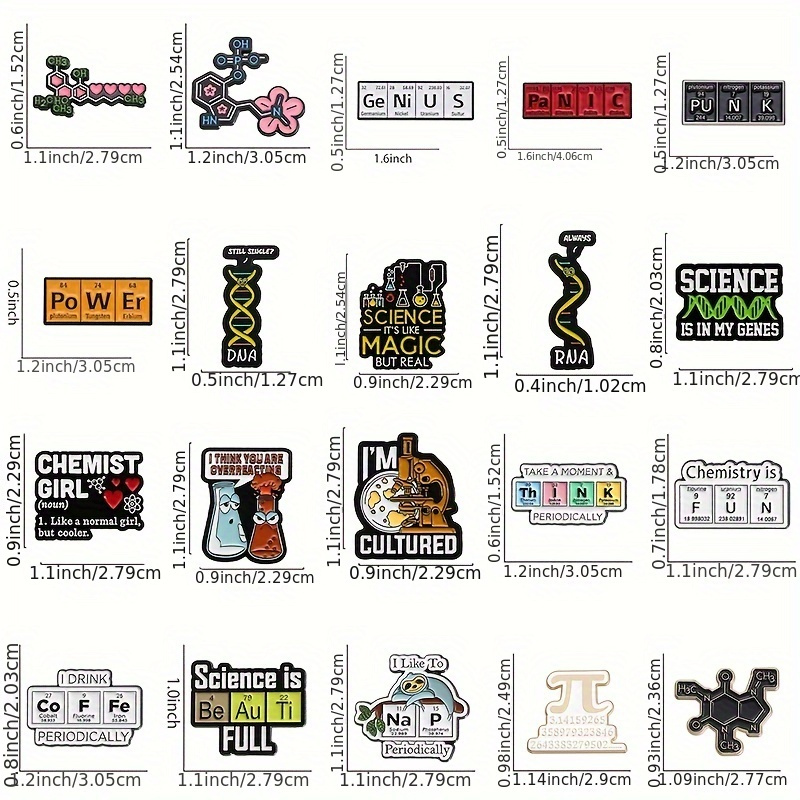 20pcs chemical element metal brooch series set alloy paint badge mathematical science exquisite gift details 1