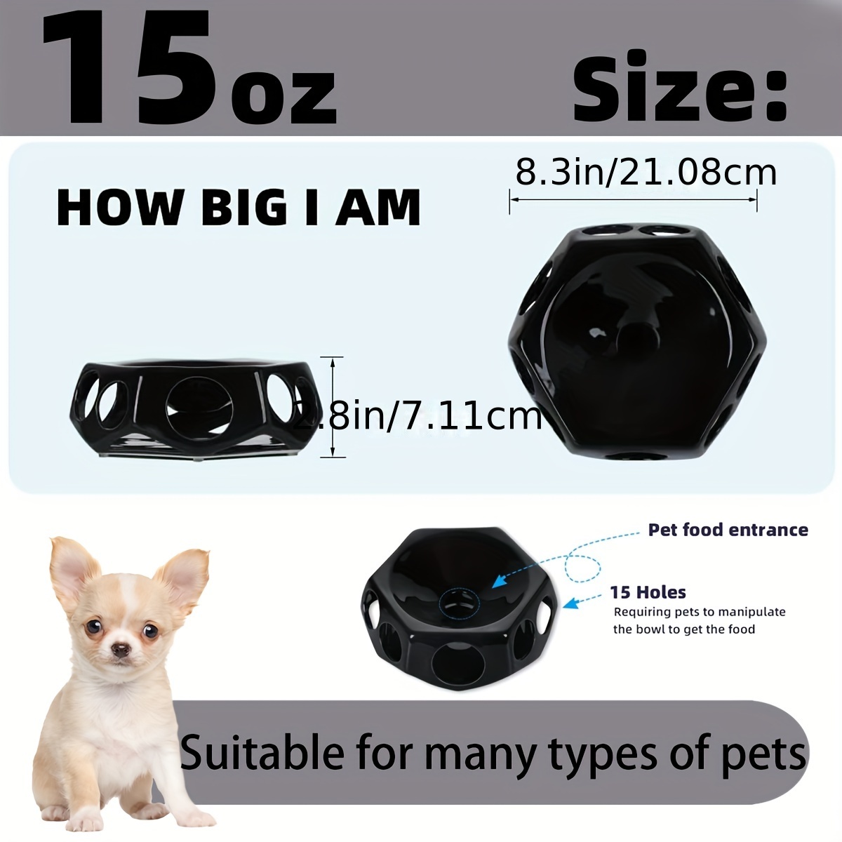 Funny Dog Style 3in1 Slow Feeder Bowl and Water Dispenser