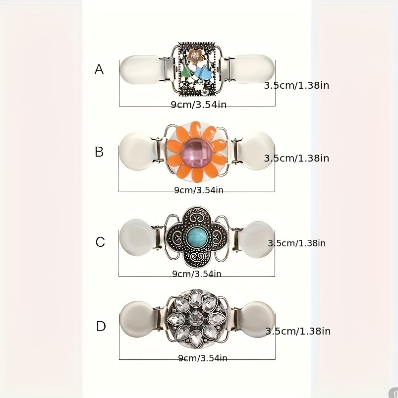 Flower Pattern Shawl Clips Inlaid Faux Crystal Cardigan Clip - Temu