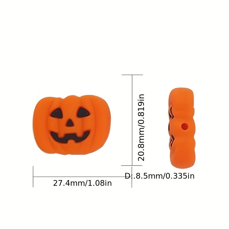 Halloween Silicone Beads Circular Silicone Beads Pumpkin - Temu