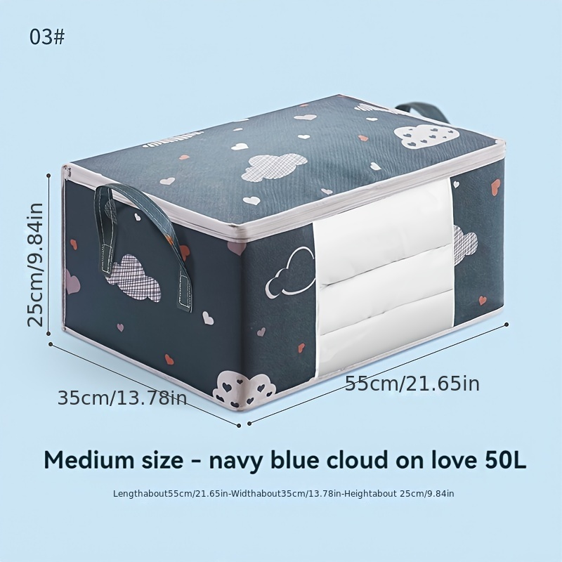 TEMU Multi-purpose Foldable Storage Bag Set With Handles: Large Capacity, Dust & Moisture Resistant Organizer For Blankets, Bedding & Moving - Unscented, No Battery, Power-free Operation