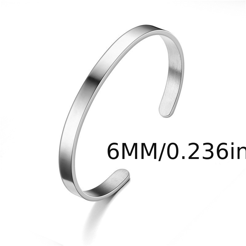 1pc Simple European And American Style 6mm Stainless Steel Roman