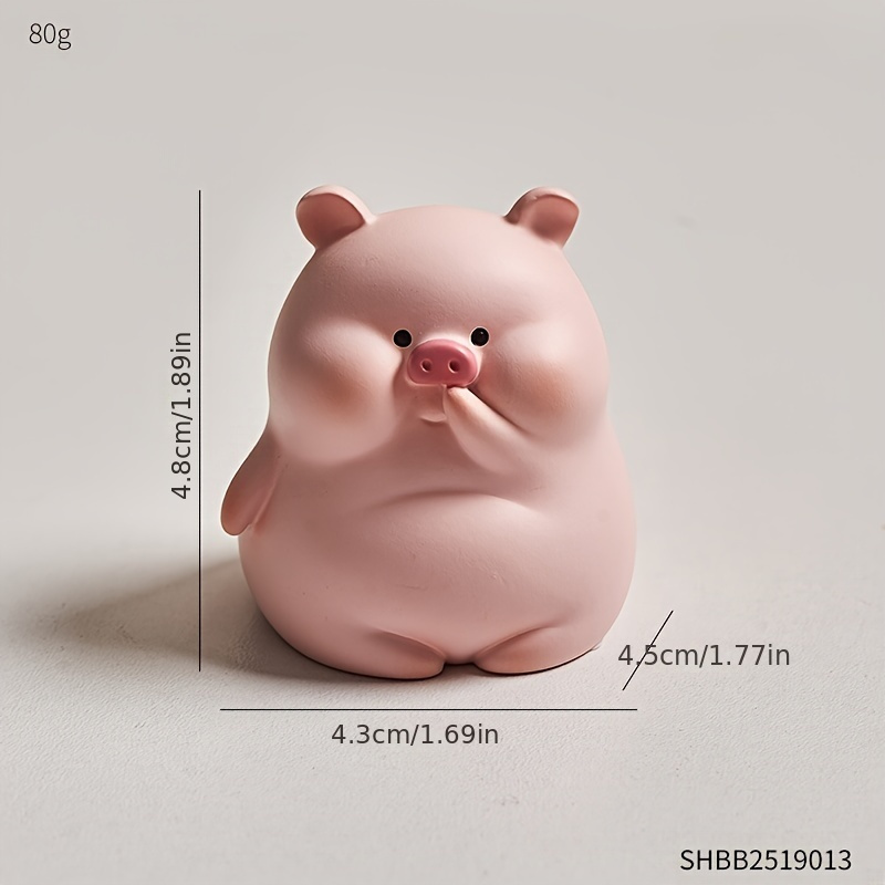 6 Mini Resin Pig Cartoon Ornaments Cute Car Dashboard Toys, My