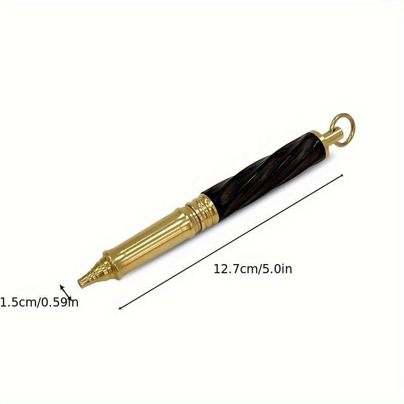 1pc 黄色真鍮木製ロッド回転オープンボールペン、絶妙な手作りペン Edc