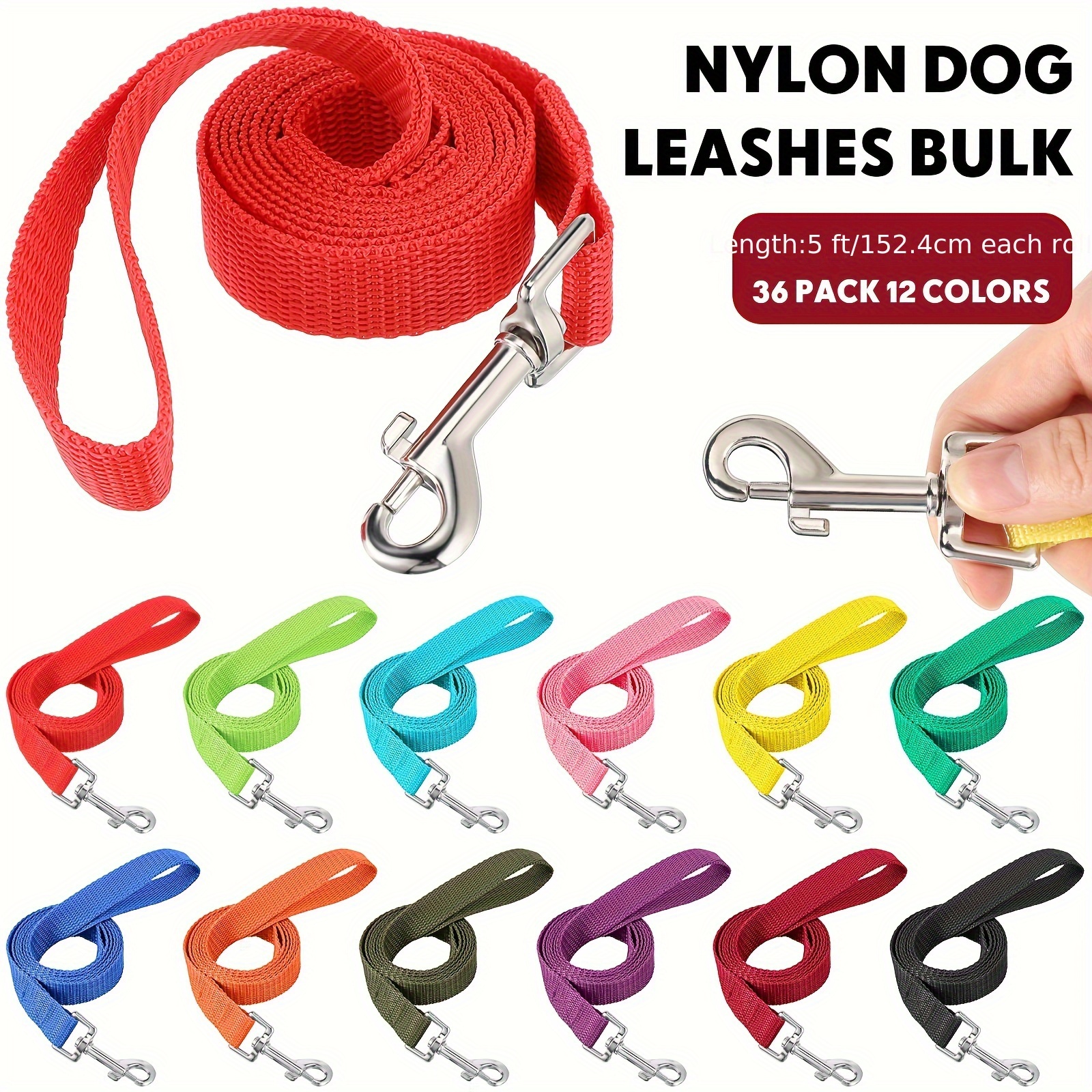 5 Ft Multicolored Nylon Rope Dog Leash - Image 3