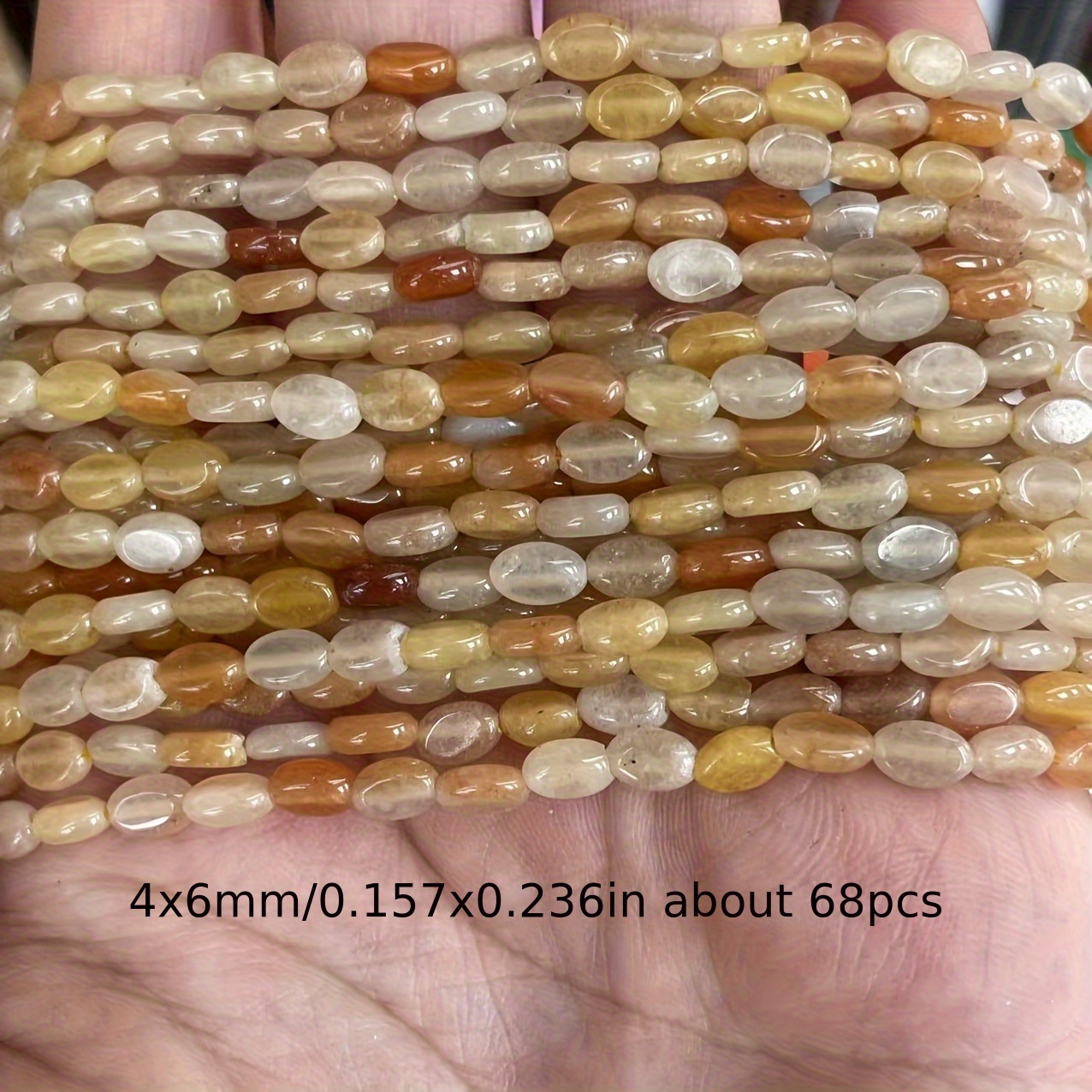 TEMU Perles dispersées ovales en de Dongling jaune de 4x6 mm, perles lisses en , luxe léger et , adaptées pour la fabrication de bijoux DIY,