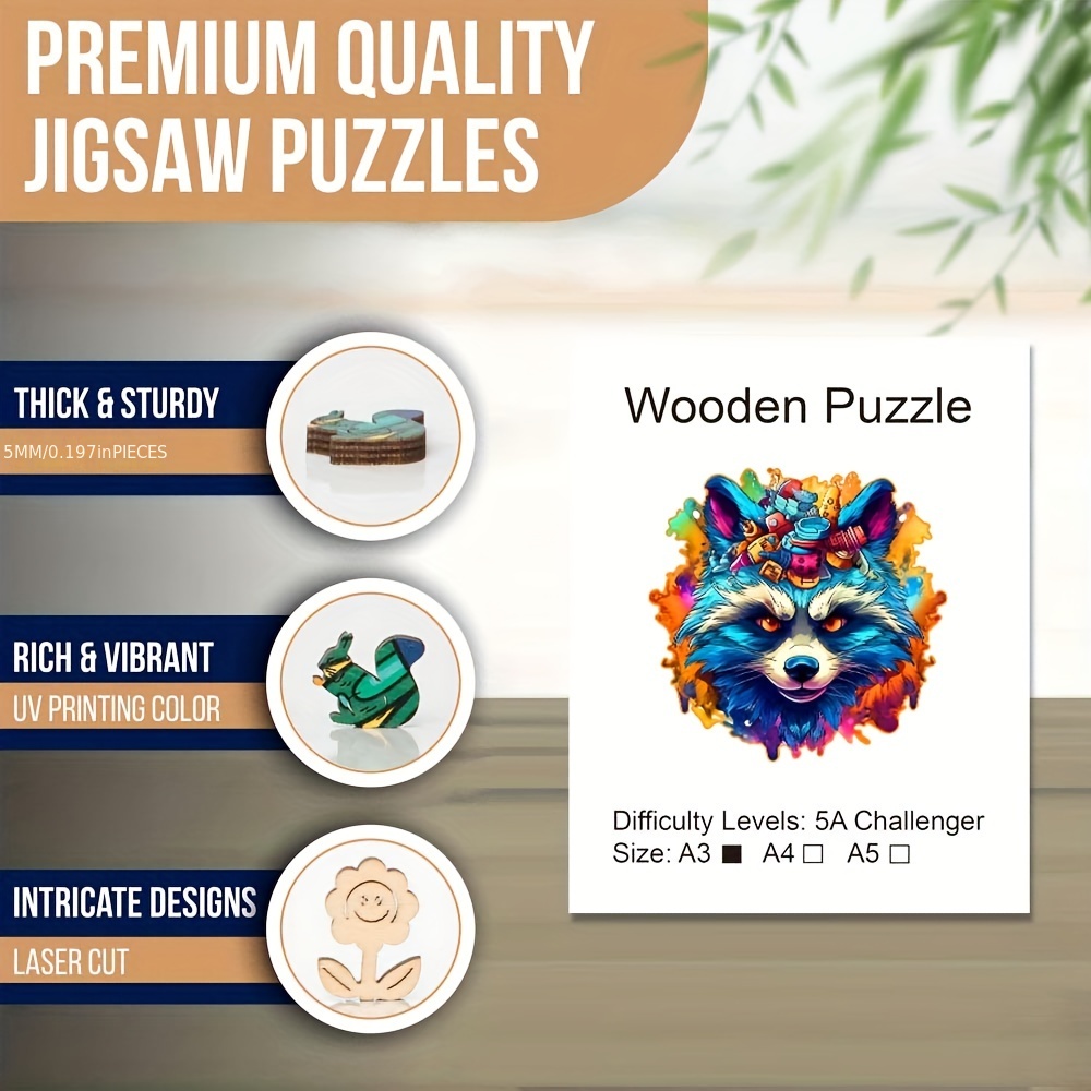 Wooden Jigsaw Puzzles, Fox Family Wooden Puzzles for Adults and Kids