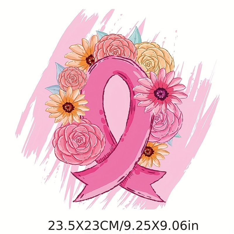 8 Sheets Breast Cancer Awareness Iron on Transfers Stickers Pink Ribbon  Heat Transfer Vinyl Design Breast Cancer Pink Ribbon Iron on Decals Patch  for