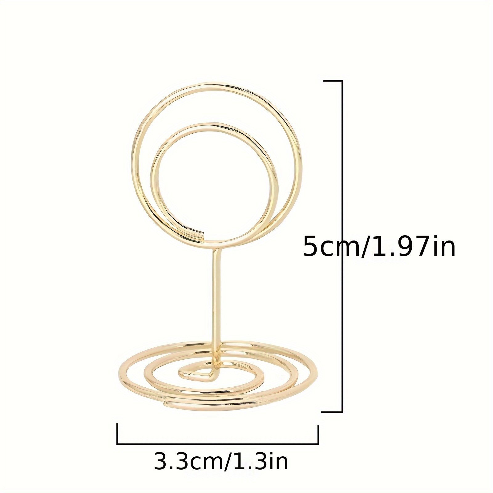 12 inch Floral Place Card Holder,40Pcs Gold Ring Shape Table Number Holders,Metal Wire Photo Holders for Centerpieces,Picture Menu Noto Clips Memo