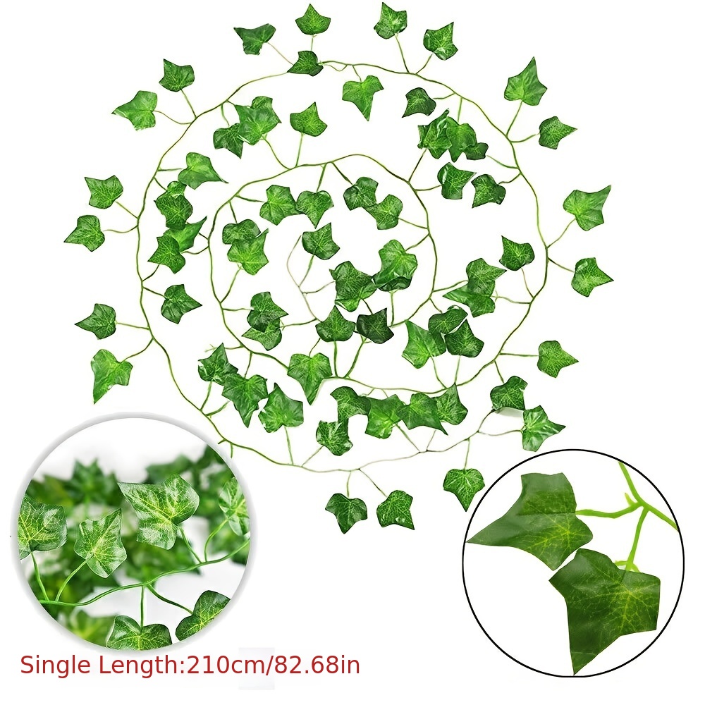 1/12pcs Artificial Green Ivy Plant, Wall Hanging Ivy Vine, Fake Ivy Leaf  For Garden Decoration, Wedding Party, Diy Wreath, Home Decoration (82.68in)