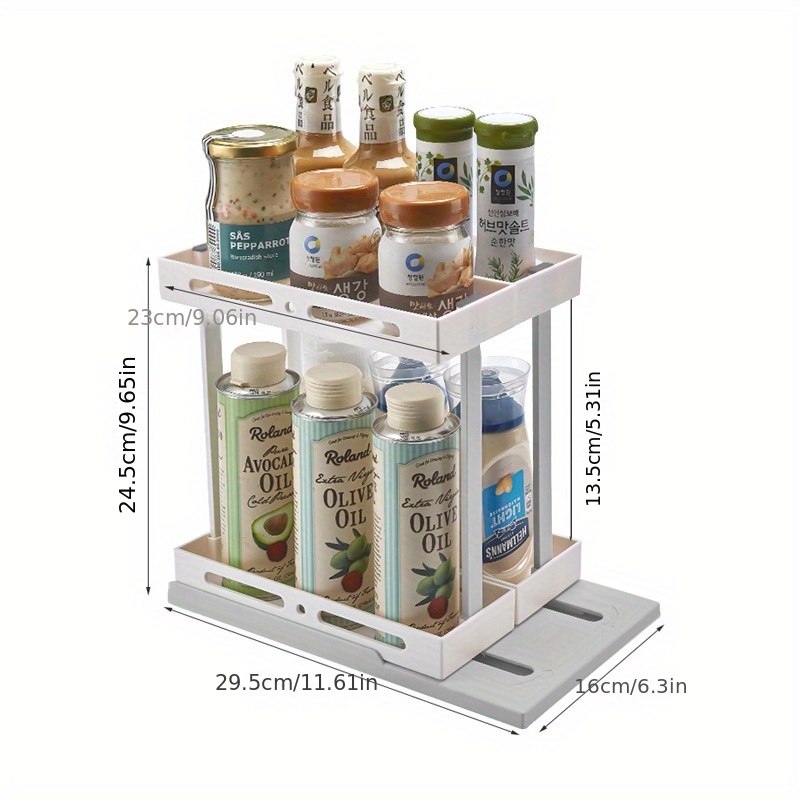 1pc Double-layer Storage Organizer, Sliding Shelf, Spice Rack