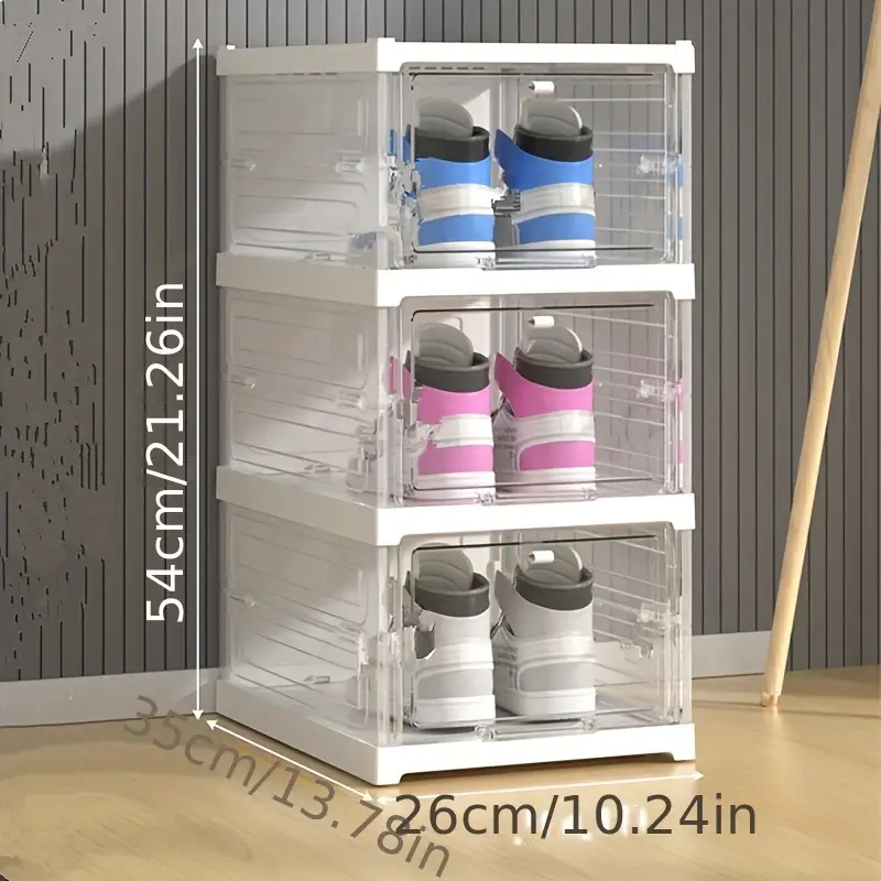 Foldable Shoe Box, 3-layers Integrated Installation-free Thickened