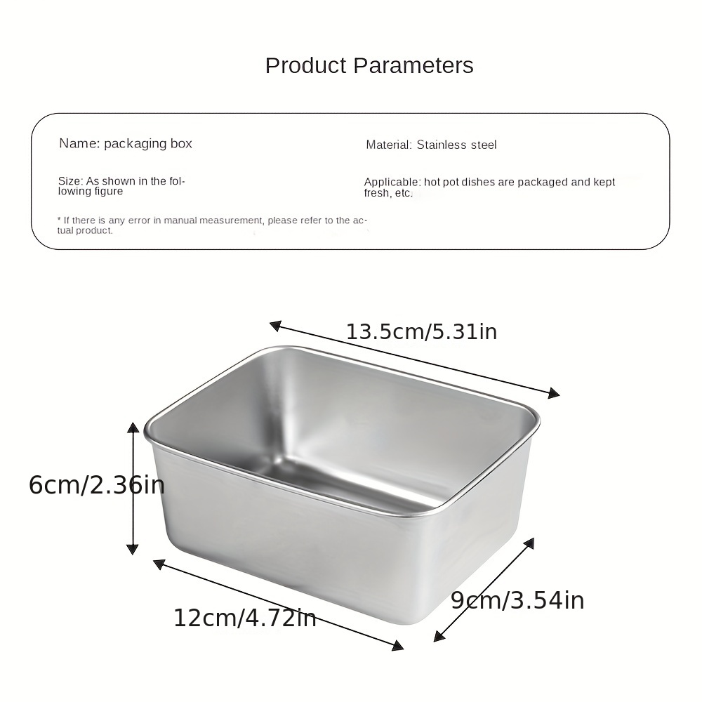 1pc Stainless Steel Food Containers With Lid Rectangle Bento Food Box  Airtight Small Lunch Box For