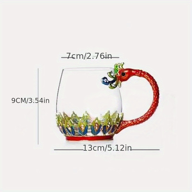 Dragon Phoenix Enamel Crystal Glass Tea Cup Lead free Coffee - Temu