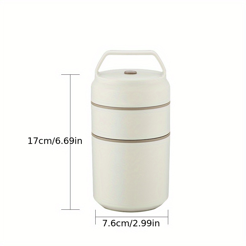 2 Tier Stainless Steel Insulated Lunch Box Container Thermos Soup and Hot  Food