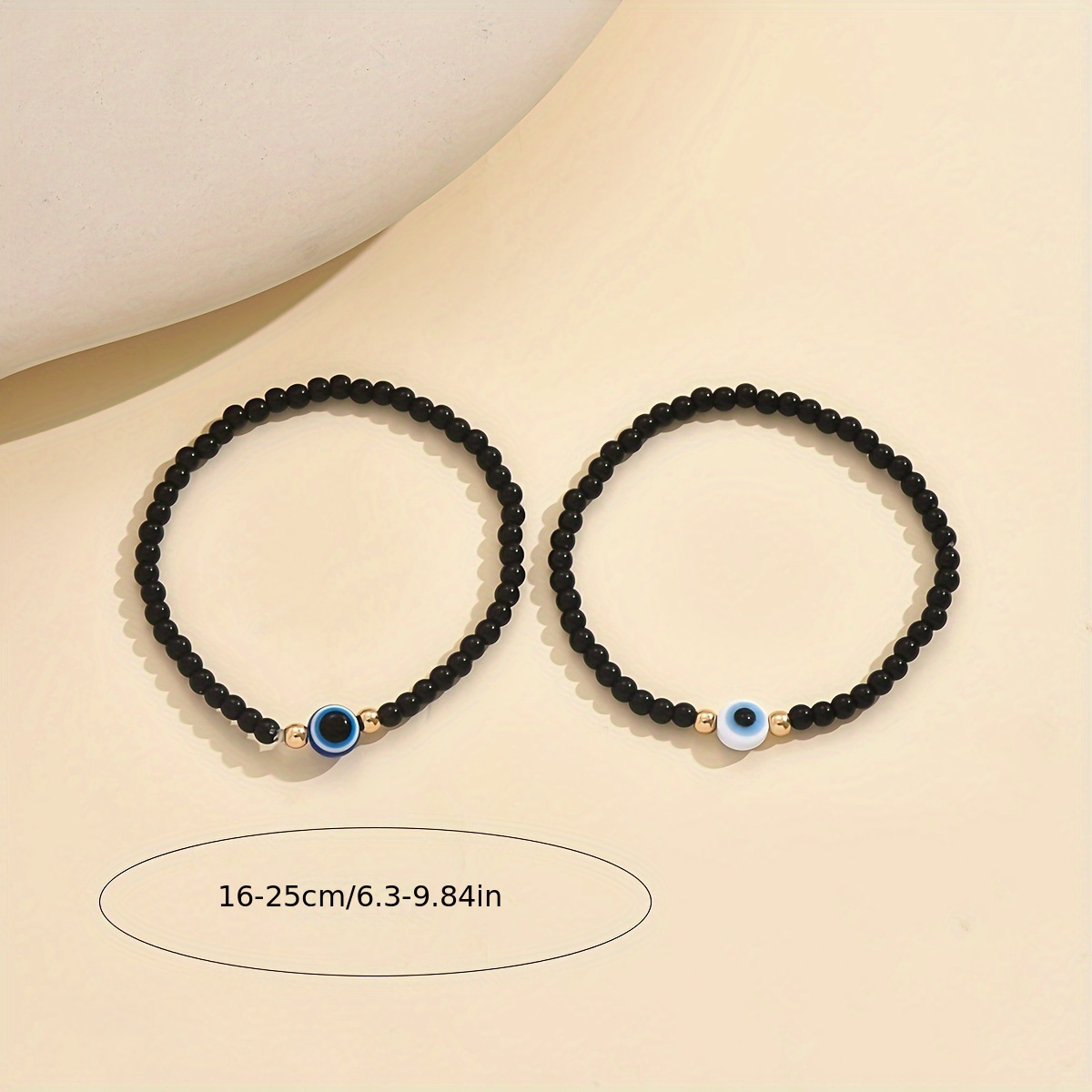 Set of 2 Retro Beaded Elastic Bracelets - Stylish Gift Accessories