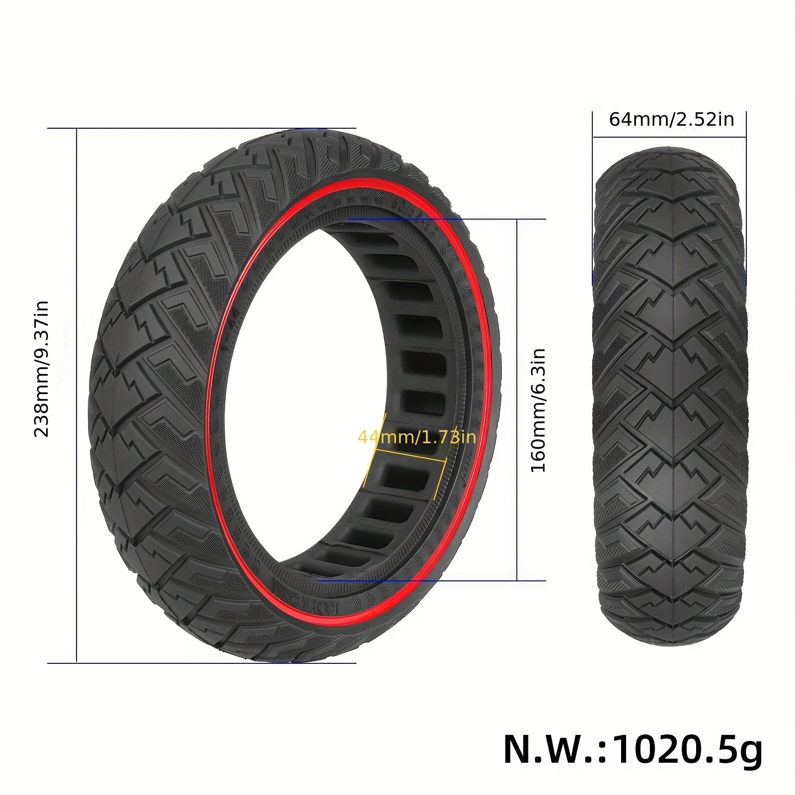 Image of Ulip60/65-6.9 Black Redline Wing Pattern Solid Tire, 10-inch Solid Scooter Tires For Max G2 G65 Electric Scooter Replacement Wheels