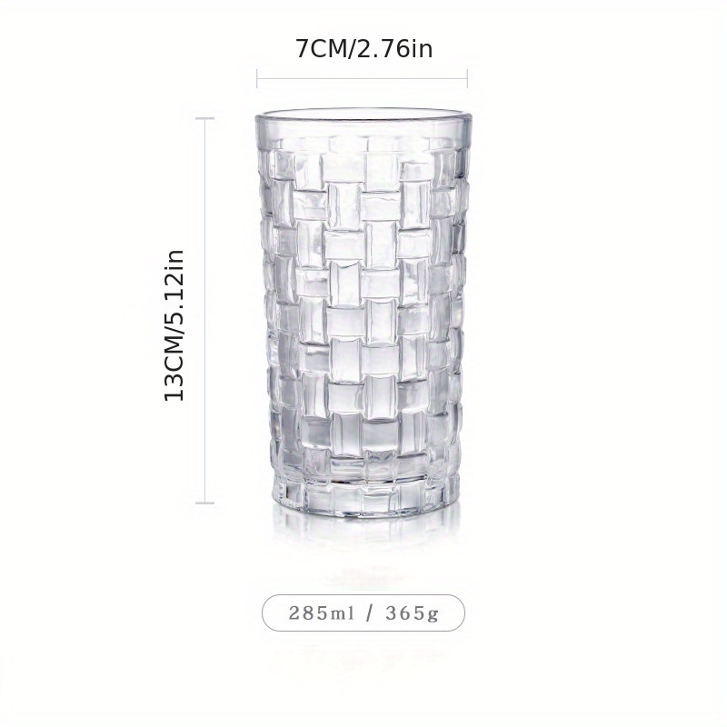 Vintage Embossed Woven Texture Stemmed Water Glass - Clear Glass Whiskey  Drinking Cup For Aesthetic Art Glassware - Temu