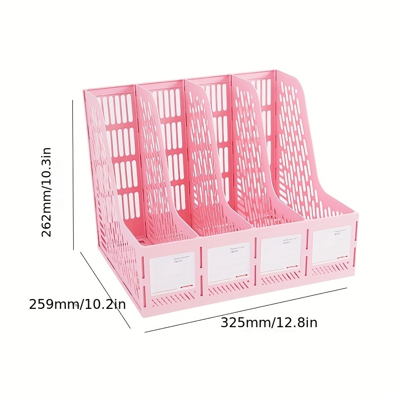 1 Pack, Pink, Thickened Four-link File Holder, Office Desk Storage Rack,  Multi-functional Storage Container And Storage For Home And Office