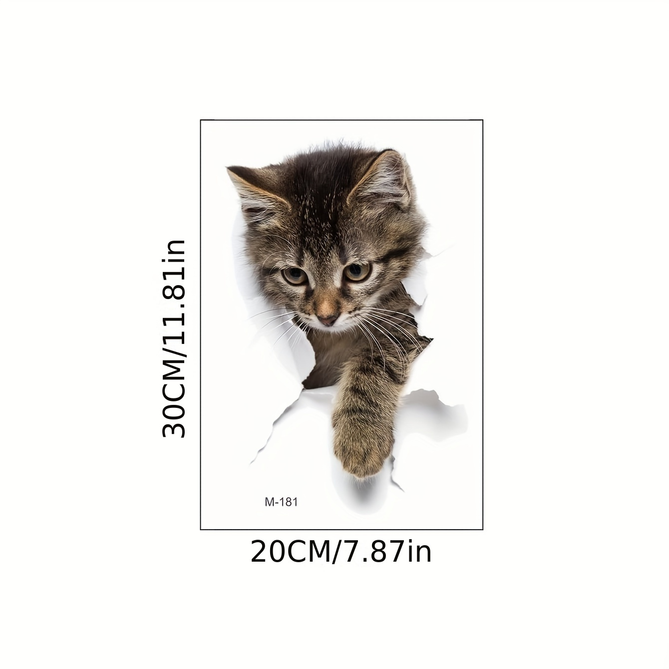 3d Gray Cat Toilet Sticker - Removable Vinyl Decal With Kitten Design, Waterproof Bathroom Decor, 7.87x11.81 Inches, Self-adhesive For