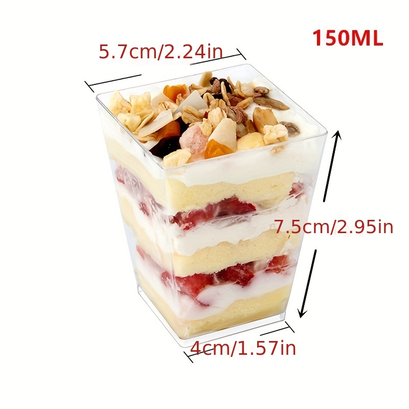 150ml Clear Disposable Rectangular Plastic Festival Wedding Decoration Cake  Mousse Jelly Pudding Cup Dessert Cup - China Plastic Cup and Disposable Cup  price