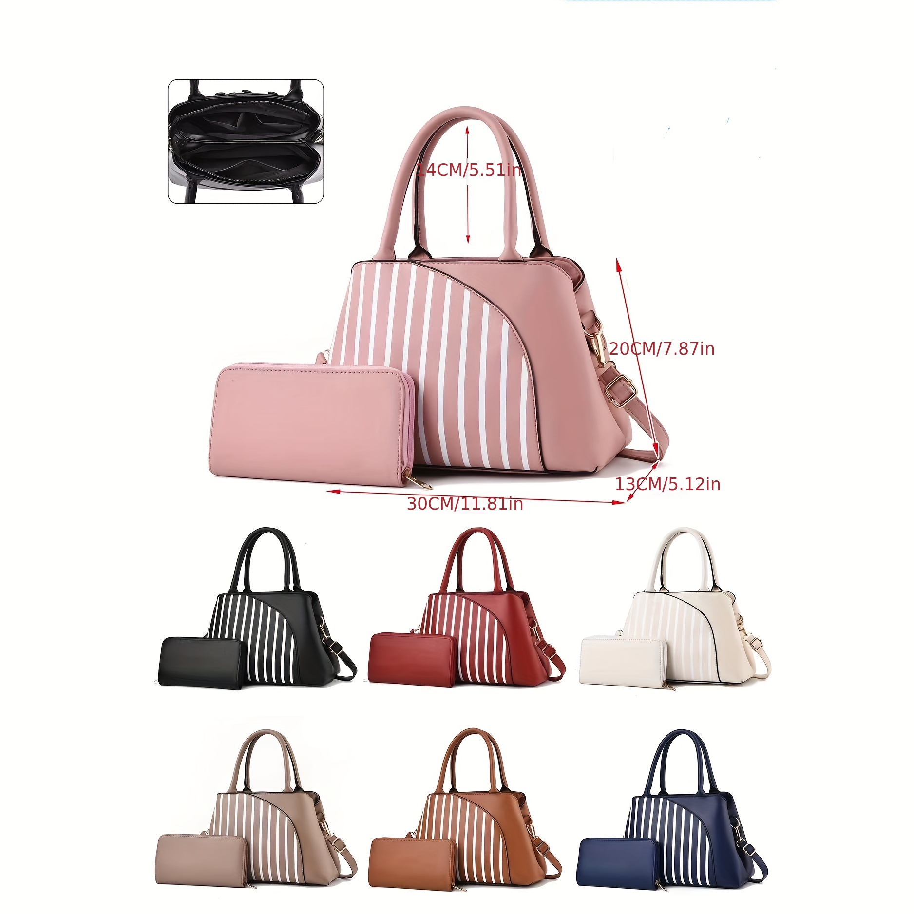 Borsa Casual Dal Design Semplice, Borsa Tote Portatile Multicolore, Borsa  Per La Spesa Con Cerniera A Doppio Manico - Temu Italy