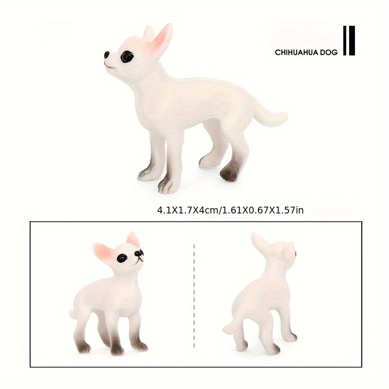 Chihuahua Mini Animal Resin Model Action Figure Decoration Simulation  Chihuahua Dog Pet Figurines Toys Christmas Kids Gift Doll