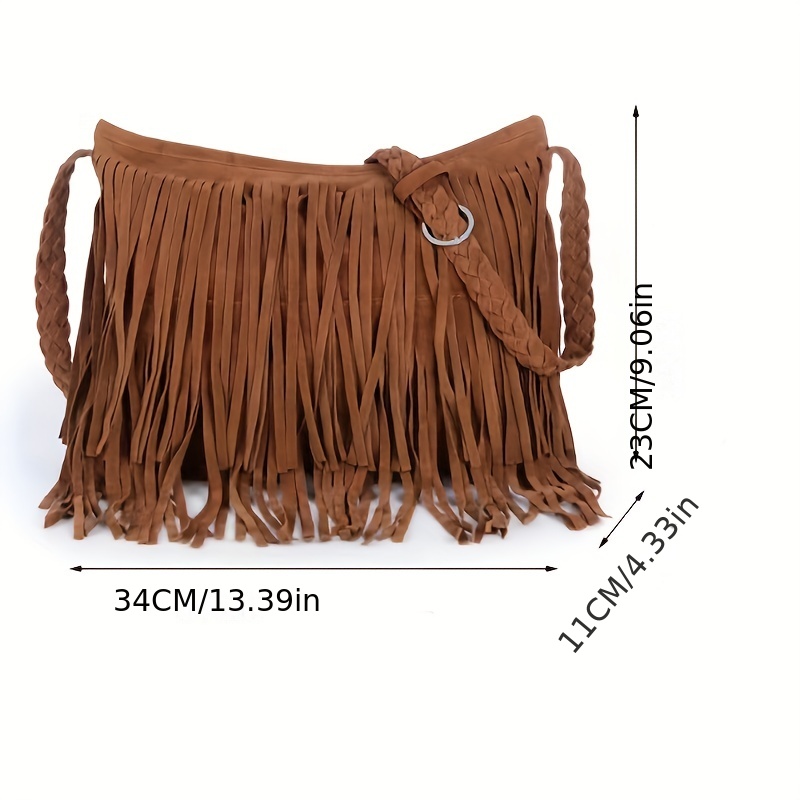 Bolso de hombro tipo bandolera con flecos de tela vaquera Vintage para  mujer de otoño 2023, Moda de Mujer