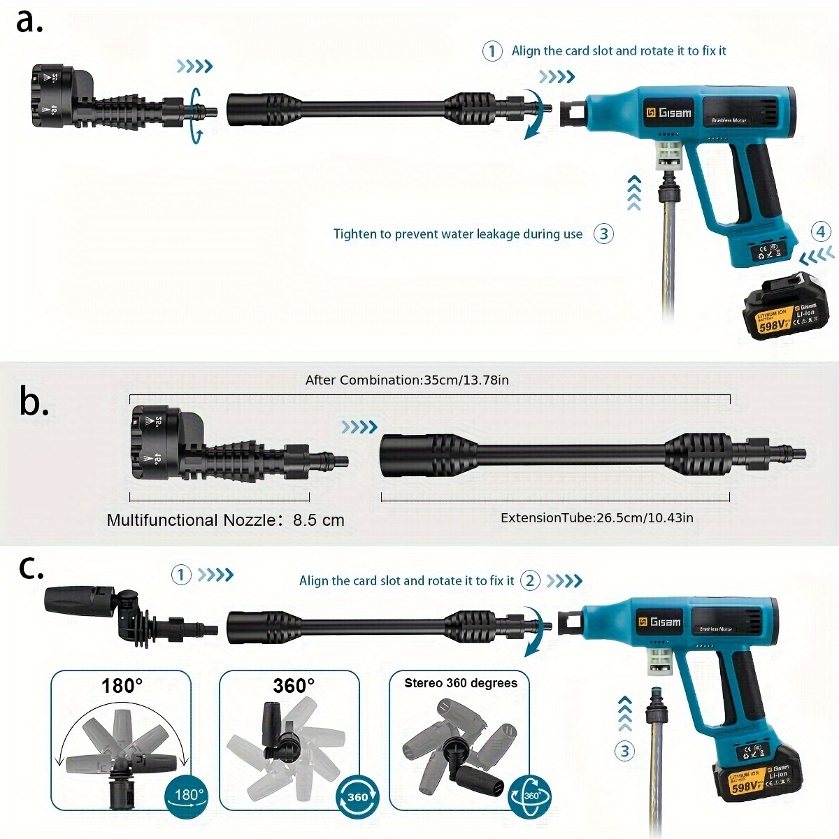  cordless pressure washer gun with screen, 6-in- spray nozzles (wide/angle/spot/ ), 4 adjustable gears, portable cleaning machine with carry case for cars, trucks, motorcycles, patio, driveway, garden - heavy-duty electric pressure washer, outdoor cleaning tool, , sleek , durable metal body, construction Product details 2