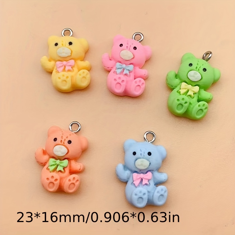 12pcs/lot 3D Resin Cartoon Charms 6 Colors Cute Bear Shape Charms Pendant for DIY Necklaces Earrings Bracelets Keychain Jewelry, Jewels Making