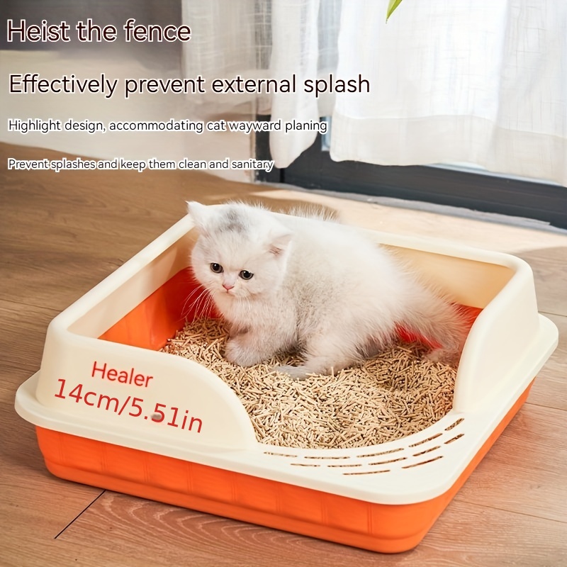 Fhiny Open Cat Litter Box with High Side Heightening Anti-Splashing Cat  Toilet with Litter Sifting Scoop Semi-Enclosed Removable Prevent Sand  Leakage Deodorizing Cat Pan Easy to Clean & Assemble Grey - Yahoo