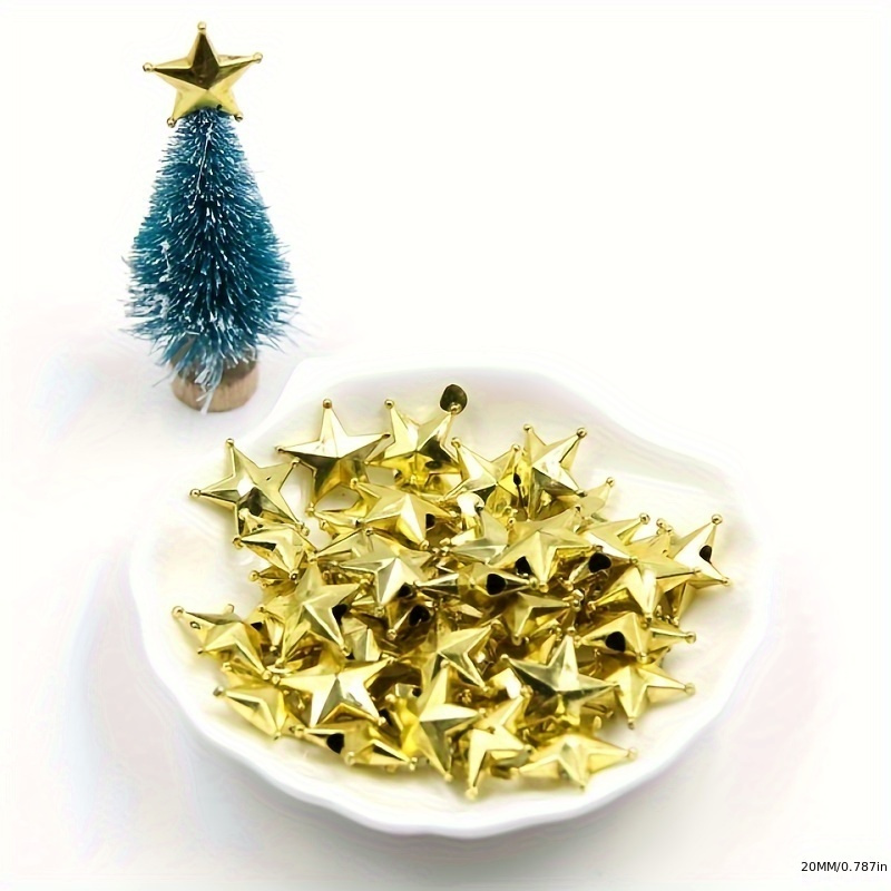 TEMU 10pcs Golden Tree Toppers & Mini Hanging Ornaments - Golden Plastic Star-shaped Diy Decorations Suitable For Christmas Tree, Wreaths, Garlands,