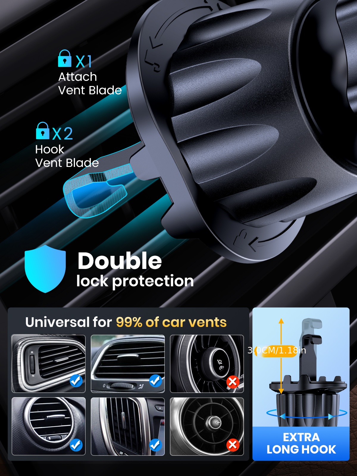 Magnetic Car Holder for Ventilation Grille / Dashboard Tech-Protect N40  black, all GSM accessories \ Holders \ Car Holders \ On the cockpit all  GSM accessories \ Holders \ Car Holders \ For ventilation