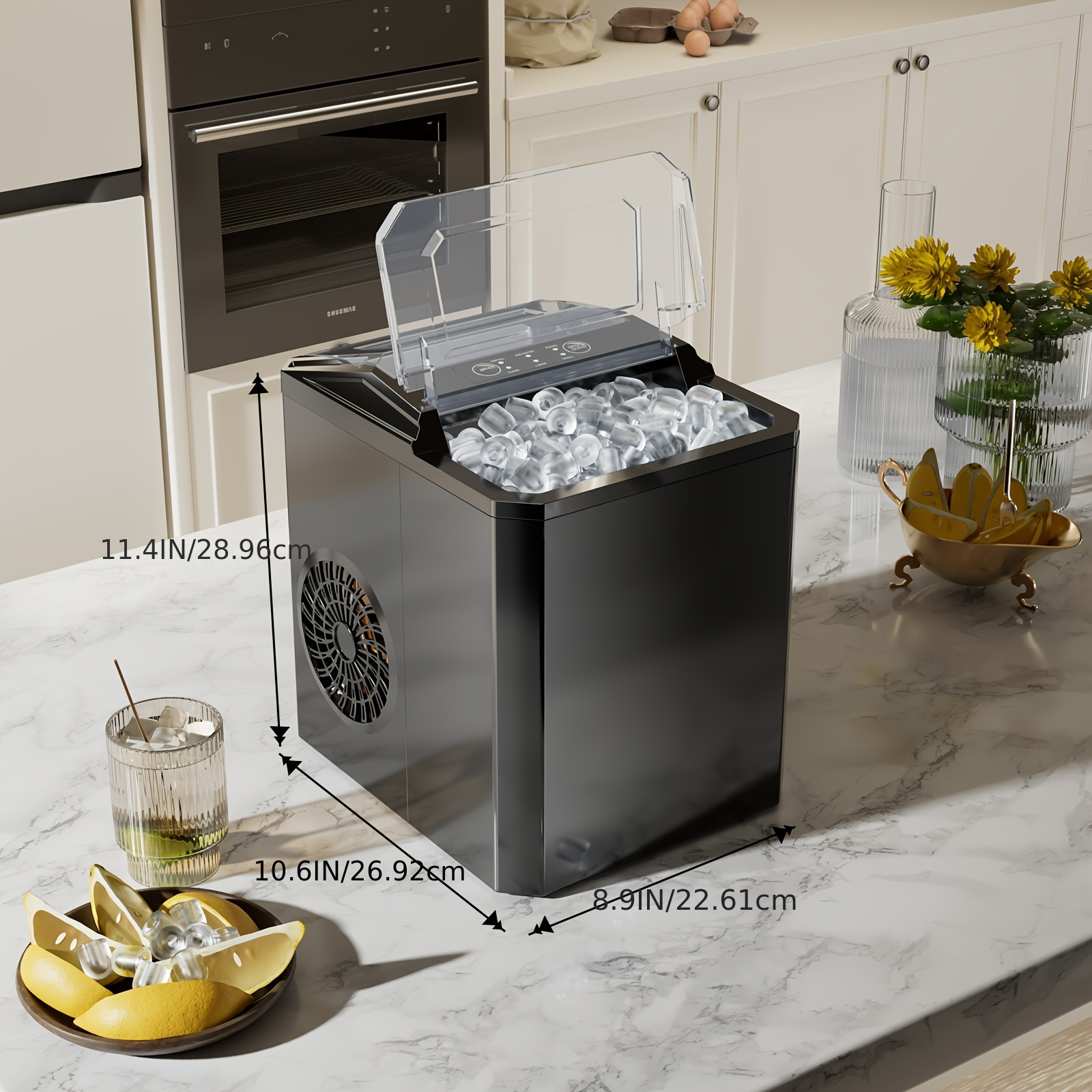 

Countertop Ice Maker - Soft, Chewable Pellet Ice, Daily , Self-cleaning, Portable Pebble Ice Machine, , Kitchen & Office Use